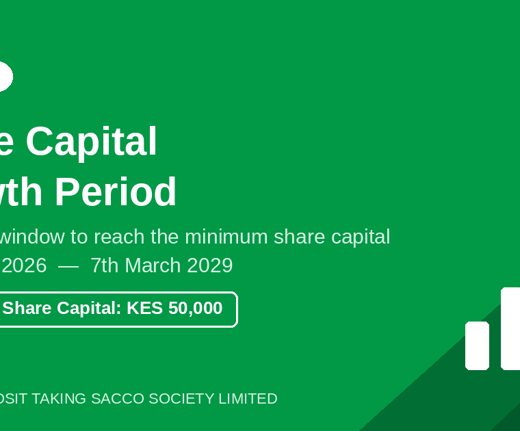 Notice: Share Capital Growth Period — 36-month window, 7 March 2026 to 7 March 2029, minimum KES 50,000
